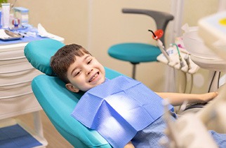A little boy at the dentist