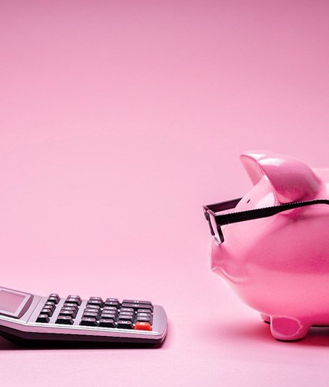 Piggy bank and calculator